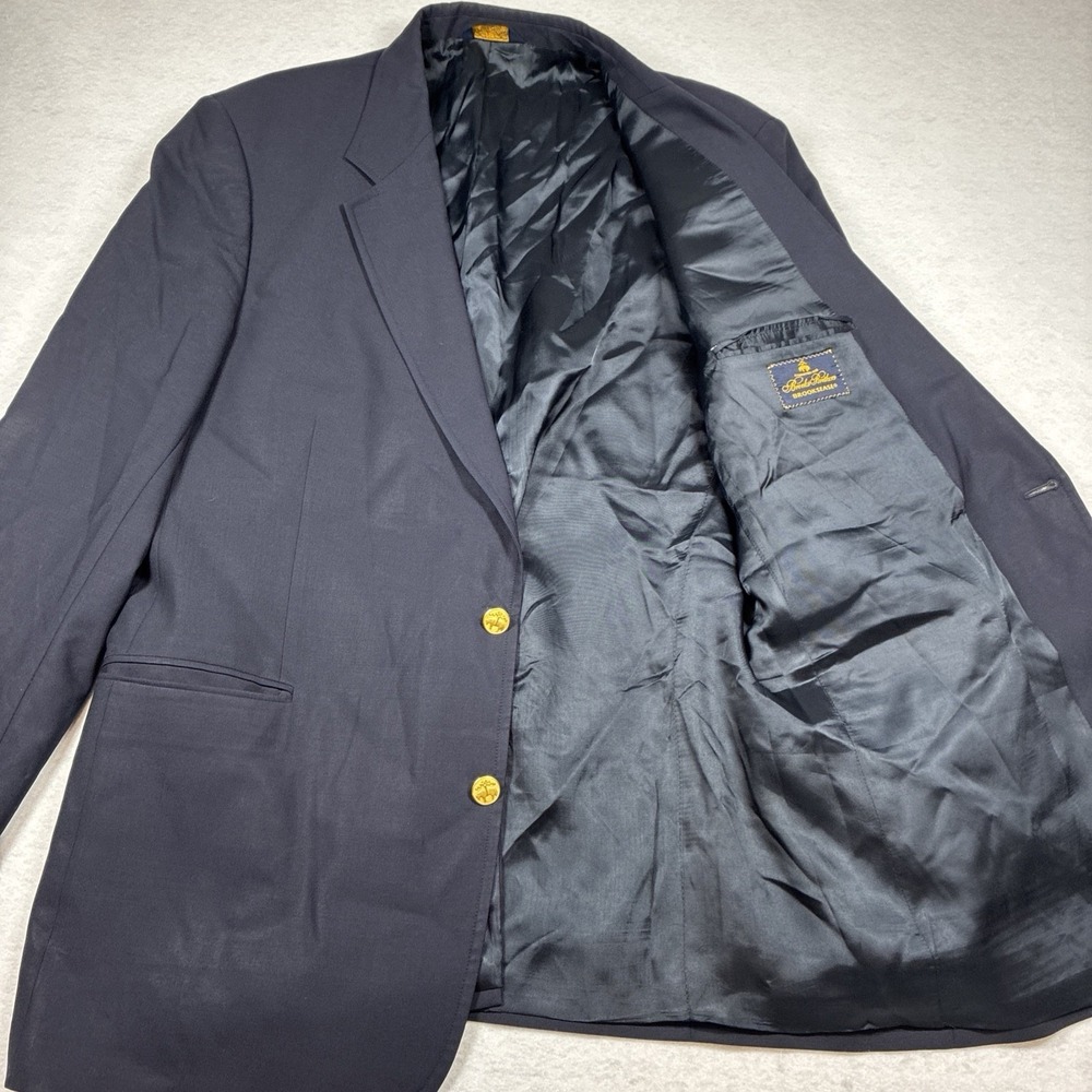 Brooks Brothers Blazer Size 46L Brooksease Navy Wool Gold Buttons